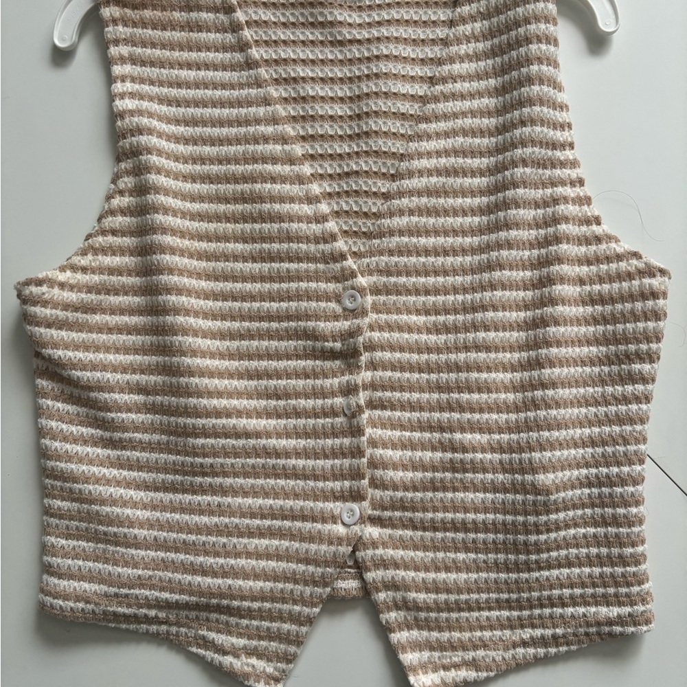 Striped Tan and White Women's Top